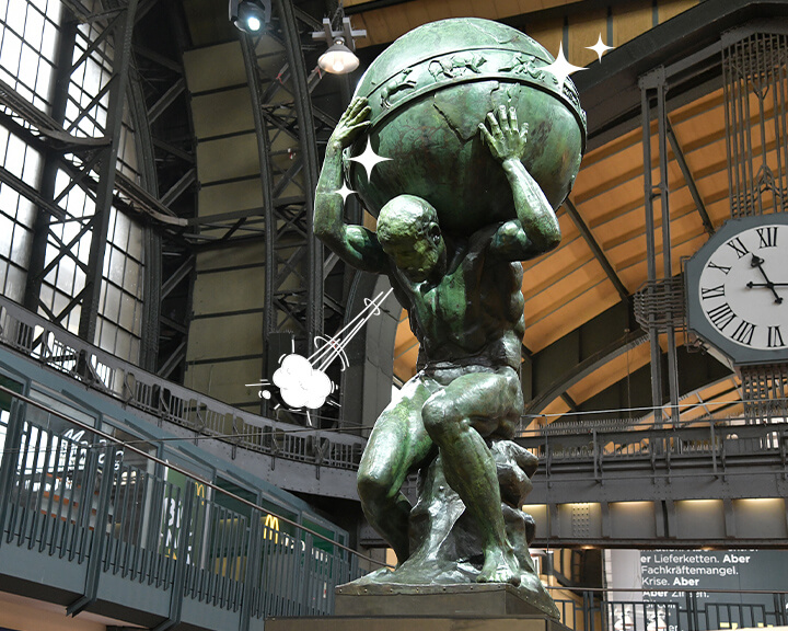 Die Atlas-Statue im Hamburger Hauptbahnhof