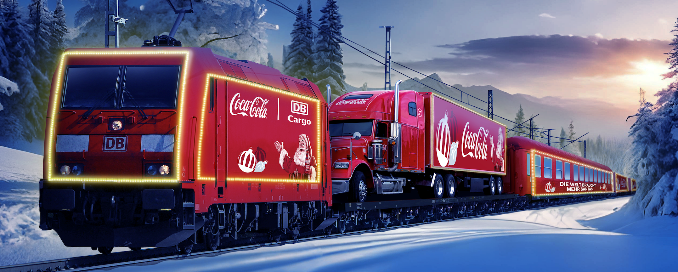 Der Coca Cola-Weihnachtstruck auf Schienen
