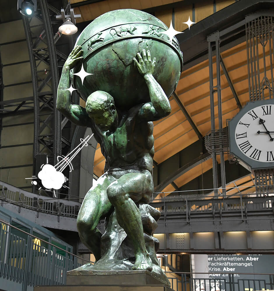 Die Atlas-Statue im Hamburger Hauptbahnhof