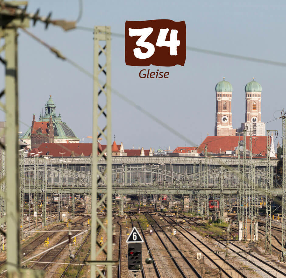 Blick auf die 34 Gleise den Münchener Hauptbahnhofes